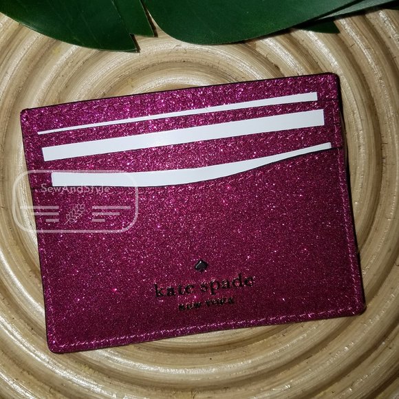 Convertible PInk Lola Glitter Card Holder Kate Spade Brand New Boxed - Picture 3 of 5